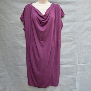 Eileen Fisher Purple Cowl Neck Short Sleeve Sheath Dress Size M Versatile